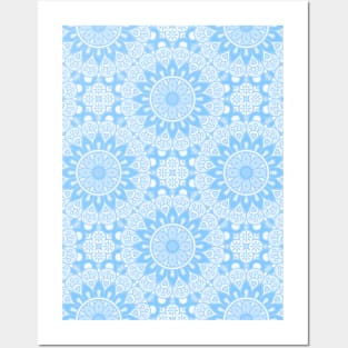 Ornamental floral mandala blue #7 Posters and Art